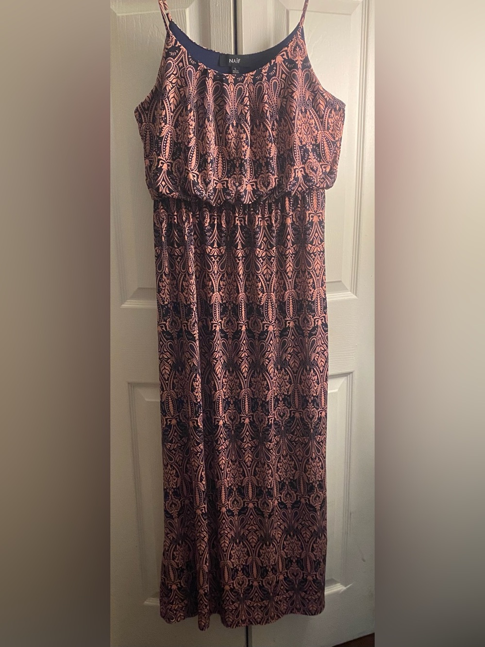 NAIF Navy and Pink Patterned Maxi Dress-Skirt